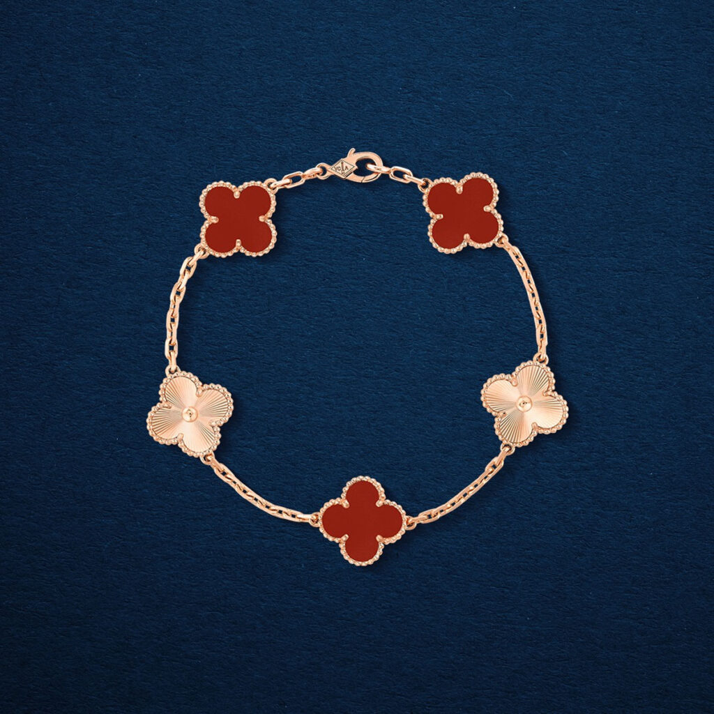 van cleef, alhambra bracelet, luxury jewellery, clover motif